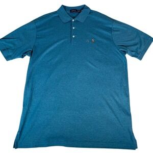 Polo Ralph Lauren Men's XLT Teal Blue Polo Shirt Classic Fit Flesh Logo